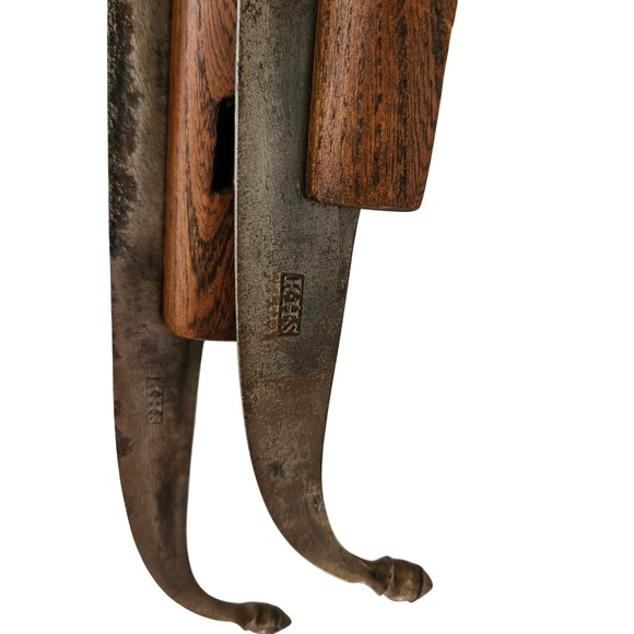 Antique KHS Ice Skates Pair | Wooden Tie-On Skates | Forged Steel Runners c1900 - Picture 6 of 7